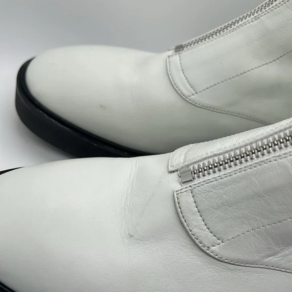Stuart Weitzman White/Black Leather Zip Up Ankle Booties Boots Shoes **Sz 10** - Picture 8 of 9